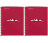 Miquelrius - Cahier A4 à spirale, Notebook Emotions, 80 Feuilles microperforée 90 g/m², Petits carreaux 5 mm, 1 Bande Couleur, Cahier Quadrillé, Couverture Rigide, 4 Trous, Rouge