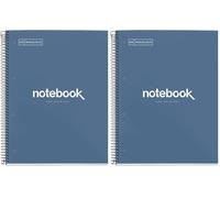 Miquelrius - Cahier A4 à spirale, Notebook Emotions, 80 Feuilles microperforée 90 g/m², Petits carreaux 5 mm, 1 Bande Couleur, Cahier Quadrillé, Couverture Rigide, 4 Trous, Bleu Marine