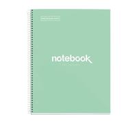 Miquelrius - Cahier A4 Carnet de Notes Emotions, 120 Feuilles 90 g/m², Grille 5 x 5 mm, 5 Bandes de couleur, Spirale microperforée, Couverture extra-dure, 4 Trous, Couleur Vert Menthe