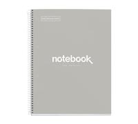 Miquelrius - Cahier A4 Carnet de Notes Emotions, 120 Feuilles 90 g/m², Grille 5 x 5 mm, 5 Bandes de couleur, Spirale microperforée, Couverture extra-dure, 4 Trous, Couleur Gris