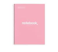 Miquelrius - Cahier A4 Carnet de Notes Emotions, 120 Feuilles 90 g/m², Grille 5 x 5 mm, 5 Bandes de couleur, Spirale microperforée, Couverture extra-dure, 4 Trous, Couleur Rose