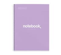 Miquelrius - Cahier A4 Carnet de Notes Emotions, 120 Feuilles 90 g/m², Grille 5 x 5 mm, 5 Bandes de couleur, Spirale microperforée, Couverture extra-dure, 4 Trous, Couleur Lavande