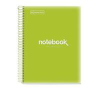 Miquelrius - Cahier A4 Carnet Emotions, 160 pages 90 g/m², Grille 5 x 5 mm, 8 bandes de couleur, Spirale microperforée, Couverture polypropylène, Perforation 4 trous, Carnet à carreaux, Citron Vert