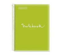 Miquelrius - Cahier A4 Carnet Emotions, 80 Feuilles 90 g/m², Seyès ligné, Bordure 1 couleur, Spirale microperforée, Couverture polypropylène, Perforation 4 trous, Vert citron