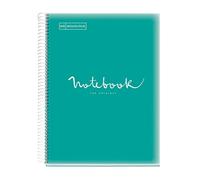 Miquelrius - Cahier A4 Carnet Emotions, 80 Feuilles 90 g/m², Seyès ligné, Bordure 1 couleur, Spirale microperforée, Couverture polypropylène, Perforation 4 trous, Turquoise