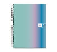Miquelrius - Cahier A4, Couverture cartonnée rigide, 80 feuilles microperforées, Carnet quadrillé avec 4 couleurs pour l’organisation, Papier extra mat 90 g/m², 4 trous pour le classement, Santorini