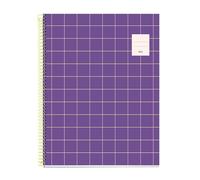 Miquelrius - Cahier A4, Grille 5 mm, Carnet relié, 100 feuilles de papier microperforé, Cahier A4 avec 4 couleurs pour l’organisation, Papier extra mat 70 g/m², 4 trous pour le classement