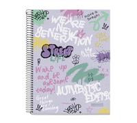 Miquelrius - Cahier A4, Grille 5 mm, Carnet relié, 120 feuilles microperforées, Cahier A4 avec 4 couleurs pour l’organisation, Papier extra mat 70 g/m², 4 trous pour le classement