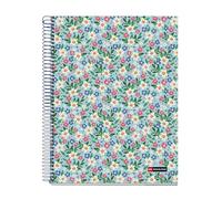 Miquelrius - Cahier A4 ligné 7 mm, 120 feuilles microperforées 4 couleurs multi-matières, papier opaque 70 g/m², couverture carton extra rigide, spirale, 4 perforations pour classeur, Sweet Soul