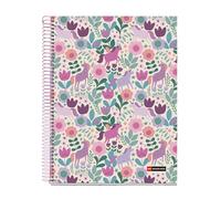Miquelrius - Cahier A4 ligné 7 mm, 120 feuilles microperforées 4 couleurs multi-matières, papier opaque 70 g/m², carton extra rigide, spirale, 4 perforations pour classeur, Magic Unicorn
