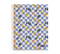 Miquelrius - Cahier A4 ligné 7 mm, 120 feuilles microperforées 4 couleurs multi-matières, papier opaque 70 g/m², couverture carton extra rigide, spirale, 4 perforations pour classeur, Square