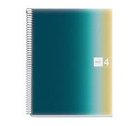 Miquelrius Cahier A4, ligné horizontal 7 mm, 120 feuilles de 70 g/m², 4 bandes colorées, spirale micro-perforée, couverture en polypropylène, 4 trous, Notebook A4 Aurora Iceland