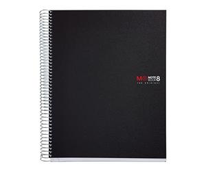Miquelrius - Cahier A4, Notebook The Original, 8 Bandes Colorées, Couverture en Polypropylène Opaque,4 Perforations, 200 Feuilles 70 g/m², Lignage Horizontal 7 mm, Couleur Noir