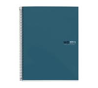 Miquelrius - Cahier A4, Notebook The Original Colors, 80 Feuilles de 90 g/m², 1 Bande de Couleur, Carnet Ligné Horizontal 7 mm, 4 Perforations, Couverture Rigide en Carton Plastifié, Océan