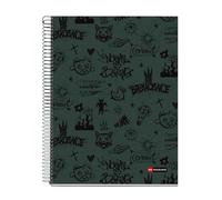 Miquelrius - Cahier A4 petits carreaux 5 mm, 120 feuilles microperforées 4 couleurs multi-matières, papier opaque 70 g/m², carton extra rigide, spirale, 4 perforations pour classeur, Not Boring