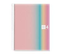 Miquelrius Cahier A4, quadrillé 5 mm, 120 feuilles de 70 g/m², 4 bandes colorées, spirale micro-perforée, couverture en polypropylène, 4 trous, Notebook A4 Aurora West Bay