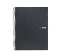 Miquelrius - Cahier A4 uni sans lignes, 200 feuilles microperforées 10 couleurs, papier extra opaque 90 g/m², carton rigide graphite, spirale, 4 perforations pour classeur, Notebook The original