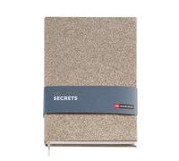 Miquelrius Cahier A5 (140 x 200 mm), intérieur ligné blanc, 80 feuilles 100 g/m², couverture en carton doublé avec effet paillettes, cousu, collection Midnight Secrets
