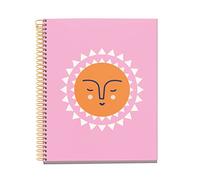 Miquelrius Cahier A5, 4 bandes de couleur, ligné horizontal 7 mm, 120 feuilles de 70 g/m², spirale, carnet ligné, collection Time of Joy, Sol