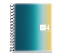 Miquelrius - Cahier A5 à Spirale Ligné 7 mm, 120 Feuilles, Islande | Papier Extra Opaque 70 g/m² Microperforé, 4 Bandes de Couleur, 2 Trous, Couverture Polypropylène Translucide, Aurora