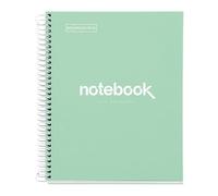 Miquelrius - Cahier A5 à spirale, Notebook Emotions, 80 Feuilles microperforée 90 g/m², Petits carreaux 5 mm, 1 Bande Couleur, Cahier Quadrillé, Couverture Rigide, 2 Trous, Vert Menthe