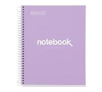 Miquelrius - Cahier A5 à spirale, Notebook Emotions, 80 Feuilles microperforée 90 g/m², Petits carreaux 5 mm, 1 Bande Couleur, Cahier Quadrillé, Couverture Rigide, 2 Trous, Lavande