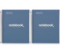 Miquelrius - Cahier A5 à spirale, Notebook Emotions, 80 Feuilles microperforée 90 g/m², Petits carreaux 5 mm, 1 Bande Couleur, Cahier Quadrillé, Couverture Rigide, 2 Trous, Bleu Marine
