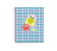 Miquelrius - Cahier A5 à spirale, Petits carreaux 5x5 mm, 100 Feuilles quadrillées 70 g/m², Couverture cartonnée rigide, 4 Bandes de couleur, 2 trous, Carnet quadrillé, Stickers