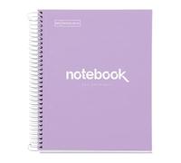 Miquelrius - Cahier A5 Carnet de Notes Emotions, 120 Feuilles 90 g/m², Grille 5 x 5 mm, 5 Bandes de couleur, Spirale microperforée, Couverture extra-dure, 2 Trous, Couleur Lavande