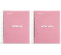 Miquelrius - Cahier A5 Carnet Emotions, 160 pages 90 g/m², Grille 5 x 5 mm, 8 bandes de couleur, Spirale microperforée, Couverture polypropylène, Perforation 2 trous, Carnet à carreaux, Rose