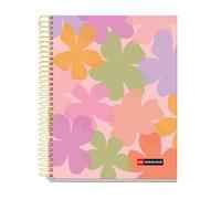Miquelrius - Cahier A5 ligné 7 mm, 120 feuilles microperforées 4 couleurs multi-matières, papier opaque 70 g/m², couverture carton extra rigide, spirale, 2 perforations pour classeur, Aquarelle