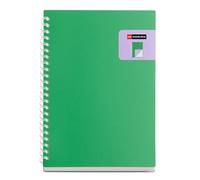 Miquelrius Cahier A5 ligné, couverture bicolore en polypropylène souple, 80 feuilles de papier ivoire de 80 g/m², spirale transparente en silicone, vert/mauve