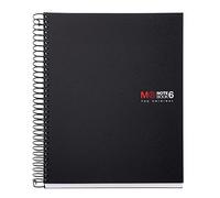 Miquelrius - Cahier A5 Notebook The Original, 6 bandes de couleur, couverture en polypropylène opaque, 2 trous, 150 feuilles 70 g/m², petits carreaux 5 mm, Noir