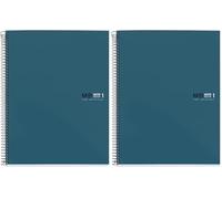 Miquelrius - Cahier A5, Notebook The Original Colors, 80 Feuilles de 90 g/m², 1 Bande de Couleur, Petits Carreaux 5 mm, 2 Perforations, Couverture Rigide en Carton Plastifié, Océan (Lot de 2)