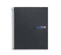 Miquelrius - Cahier A5 petits carreaux 5 mm, 200 feuilles microperforées 10 couleurs, papier extra opaque 90 g/m², carton rigide graphite, spirale, 2 perforations pour classeur, Notebook The original