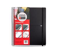 Miquelrius - Cahier A5 Professionnel Evolution 120 Feuilles de 70 g/m², 100 Grilles + 20 Uni, Couverture Polypropylène Noir, fermeture caoutchouc