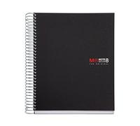 Miquelrius - Cahier A5 The Original, 8 bandes de couleur, Couverture polypropylène, Cahier ligné A5 (148 x 210 mm), Perforation 2 trous, 200 feuilles de 70 g/m², Règle horizontale 7 mm, Couleur noir