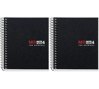 Miquelrius - Cahier A7, petits carreaux 5 mm, spirale microperforée, sans trous, 100 feuilles 70 g/m², polypropylène opaque, 4 bandes de couleur, Notebook The Original, Noir (Lot de 2)