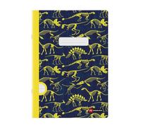Miquelrius - Cahier agrafé A4 ligné, 48 feuilles papier extra opaque 70 g/m², reliure agrafée, couverture cartonnée plastifiée, garde imprimée, espace pour le nom, Mini fossil