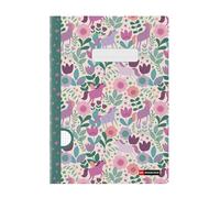 Miquelrius - Cahier agrafé A4 petits carreaux, 48 feuilles papier extra opaque 70 g/m², reliure agrafée, couverture cartonnée plastifiée, garde imprimée, espace pour le nom, Flower