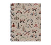 MIQUELRIUS - Cahier Notebook 100 % recyclé - 1 bande de couleur, A4, 80 feuilles quadrillées 5 mm, papier 80 g, 4 trous, couverture en carton recy esign Ecobutterfly - Éco Papillon