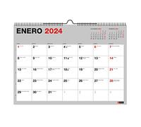 Miquelrius - Calendrier mural 18 mois, de juillet 2023 à décembre 2024, format A4, gris
