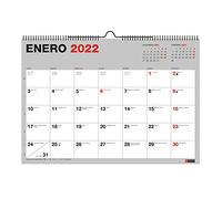 Miquelrius Calendrier mural 2021-2022 - 18 mois (juillet 2021 - décembre 2022), format A3 42 x 29,6 cm, Basic