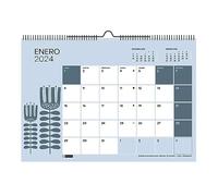 Miquelrius - Calendrier mural 2024, format A3 : 420 x 296 mm, avec espace pour marquer, avec espace pour marquer, reliure spirale double, espagnol, 12 couleurs
