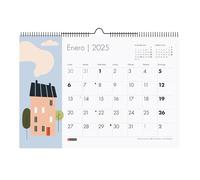 Miquelrius - Calendrier mural 2025, calendrier A3 420 x 296 mm, avec espace pour noter, calendrier 2025, reliure double spirale, calendrier annuel à suspendre, espagnol