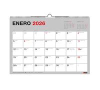 Miquelrius - Calendrier mural basique 2026, organiseur annuel 210 x 150 mm, avec espace pour noter, reliure spirale double, planificateur 12 mois, espagnol