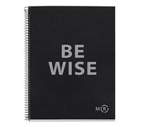 Miquelrius - Carnet A4 Be Eco, 80 Feuilles 90 g/m², Pois, 1 Bande Couleur, 4 Trous, Couverture Recy Noir Anthracite