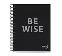 Miquelrius - Carnet A5 Be Eco, 80 Feuilles 90 g/m², Quadrillage 5 x 5 mm, 1 Bande Couleur, 2 Trous, Couverture Recy Noir Anthracite