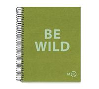 Miquelrius - Carnet A5 Be Eco, 80 Feuilles 90 g/m², Règles Horizontales 7 mm, 1 Bande Couleur, 2 Trous, Couverture Recy Vert Olive