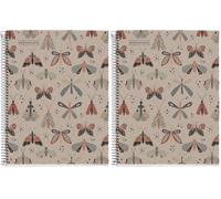 Miquelrius - Carnet de notes 100 Pour cent Recyclé, 1 bande de couleur, A4, 80 feuilles à rayures horizontales, papier 80 g, 4 perforations, couverture en carton recy esign Ecobutterfly